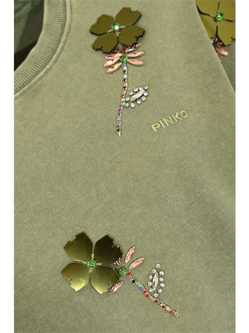 Felpa Kikoine in maglia di cotone con ricami floreali Verde PINKO | 106302 A34LU84